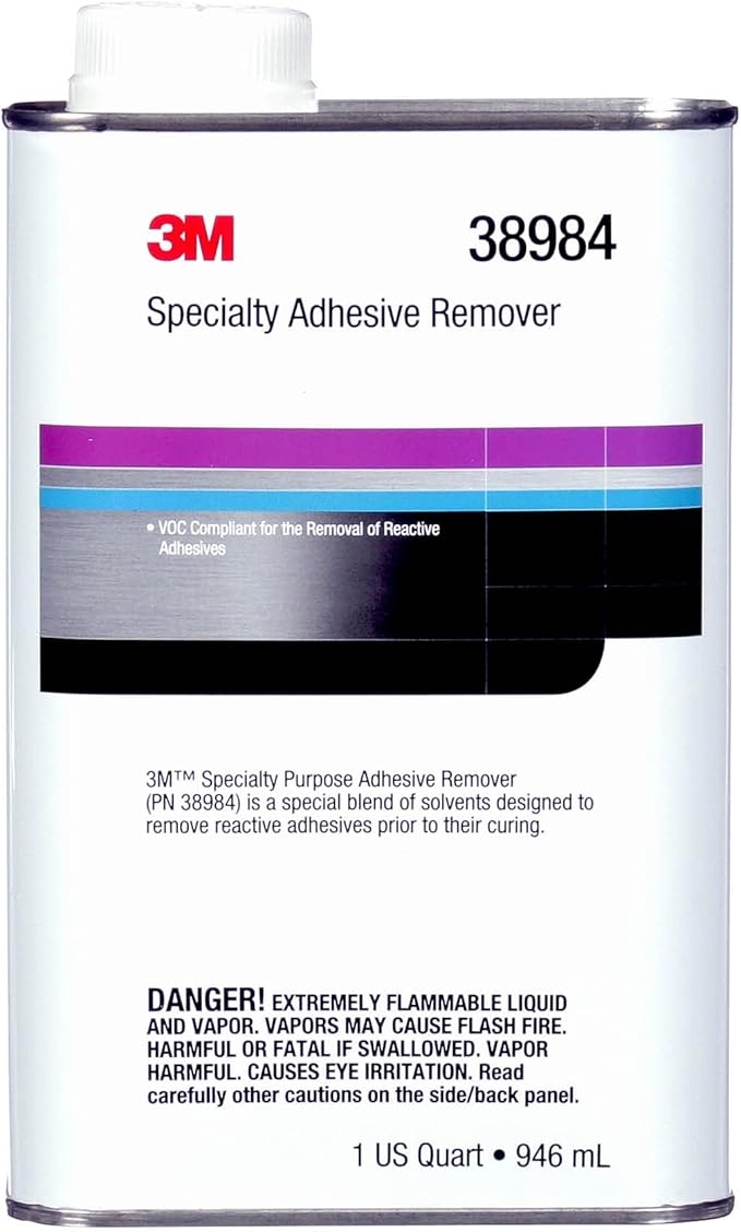 3M Specialty Adhesive Remover 38984, Transparent, Solvent Based, Easy Residue Removal, 1 quart