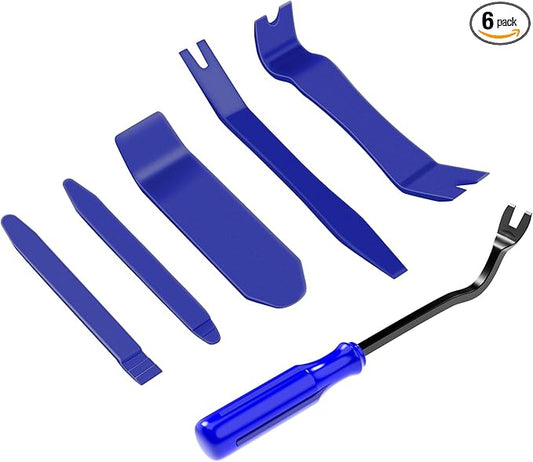 GOOACC 6PCS Auto Trim Removal Tool Kit No-Scratch Tool Kit for Car Audio Dash Panel Window Molding Fastener Remover Tool Kit-Blue