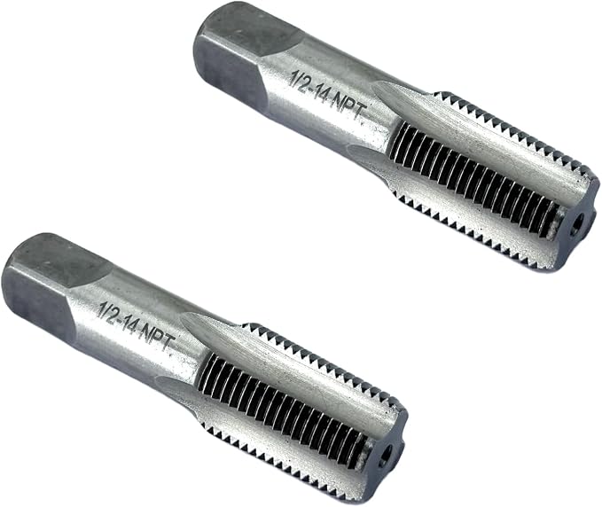2 Pcs 1/2 NPT Hand Threading Tap,Carbon Steel NPT Pipe Taps for Plumbing Projects,Auto Repairs and Other Various DIY Thread Cutting Tools Small Poject