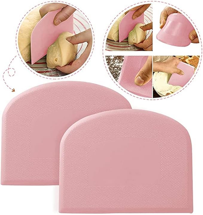 Dough Bowl Scraper Silicon Pastry Scrapers Home Kitchen Food Grade PE Backing Dough Blenders Hard Cutter for Cooking Bread Cake Mixing Pastry Dough Scrapers 4 Packs