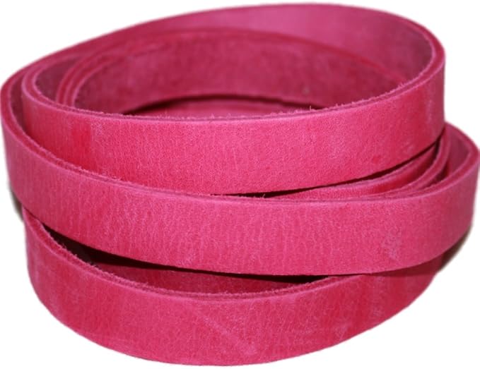 Leather Strap for Crafts & Jewelry | 72 Long × 5/8" Wide × 1/8" Thick (7-8oz) | Genuine Leather Strips for Crafts, Projects or Repairs - Pink