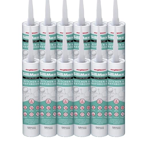 Kitchen & Bathroom Silicone Caulk– 100% Clear Silicone Sealant Waterproof for Sinks, Tubs, Shower Seal & Toilet Seal – Crack-Proof, Quick-Dry Formula Silicone Caulking, 12-Pack