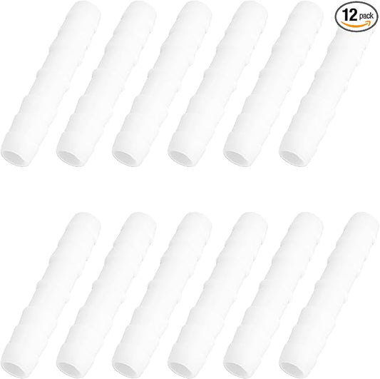 12Pcs 5/16" x 5/16" Plastic Hose Barb Fittings, Barbed Splicer Mender Joint Adapter Union Connectors for Aquarium, Household, Fuel, Gas, Liquid, Air Hose Repair