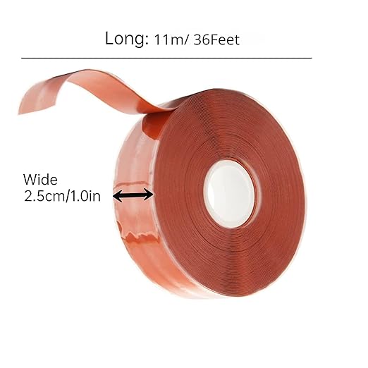 1" x 36' Red Self-Fusing Silicone Tape, Hose Repair Wrap, Heavy Duty and Leak Proof Rubber Hose Tape for Gym Equipment Hose Emergency Repair (0.5mm in Thickness)