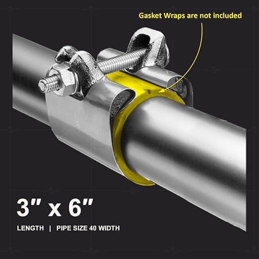 Highcraft Pipe Repair Clamp 6'', IPS Single Bolt, 3” Long, Stainless Steel