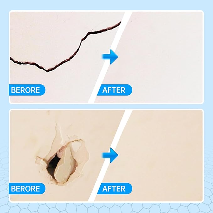 Wall Repair Patch Kit Upgraded Size, 8 Psc 10/8/6/4 inch Self Adhesive Pieces Aluminum Drywall Repair Kit, with Its Own Large Squeegee and Scraping
