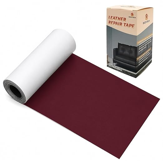 BSZHTECH Leather Repair Tape Self-Adhesive Leather Repair Patch for Couch Furniture Sofas Car Seats Advanced PU Vinyl Leather Repair Kit(Wine Red, 3.9X79 inch)