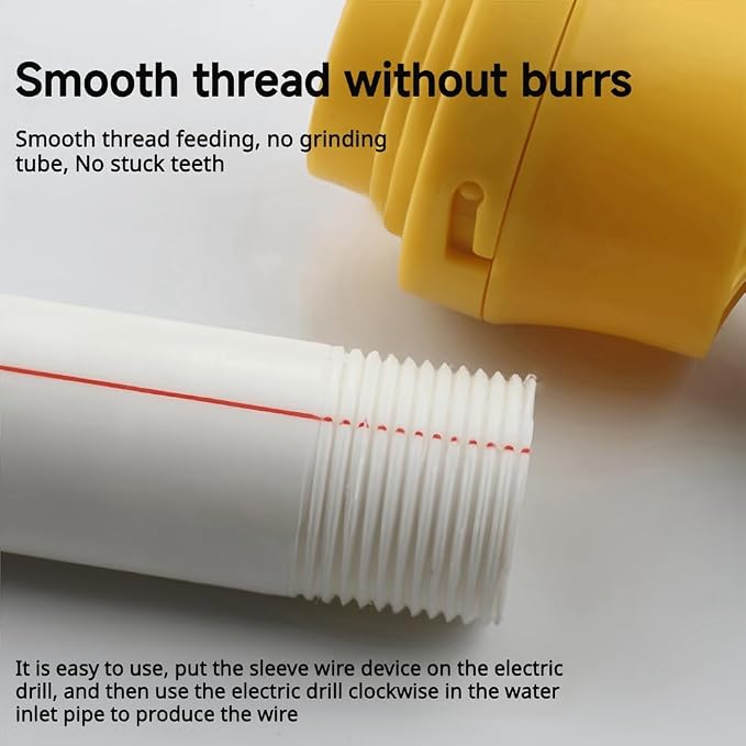 Electric Drill Compatible Pvc Pipe Threader Kit, Pvc Pipe Threader, Pipe Thread Maker Tool For Cutting Pipe Threader with 3 Dies, Plastic Tap Die Set, 1/2", 3/4", 1" (2 Pcs Innersole)