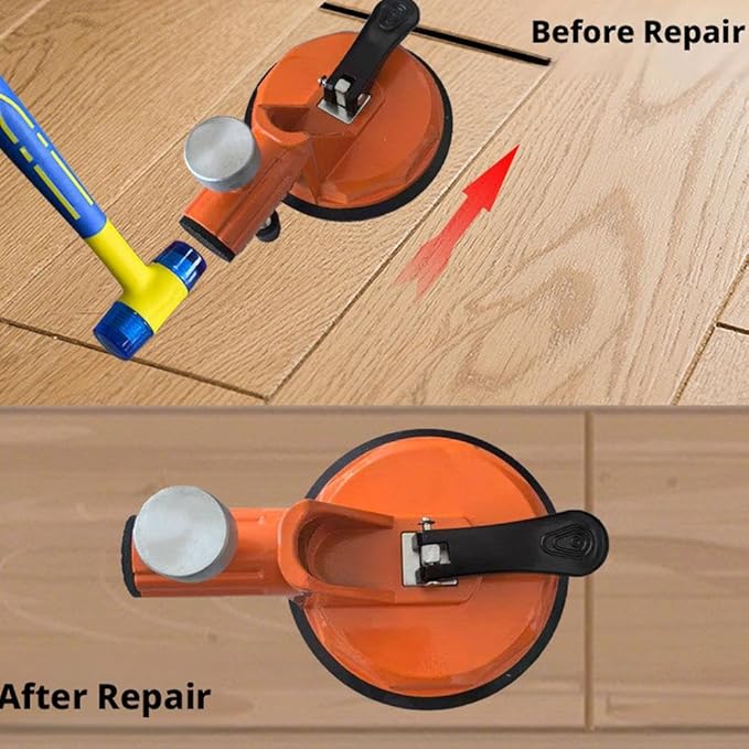 Floor Gap Fixer Tool,Laminate Flooring Tools with Enhanced Vacuum Suction Cup,Tile Countertop Installation Tool,Heavy Duty Plank Grabber for Glass Stone Slab Vinyl Flooring Gap Repair (Orange 2pcs)