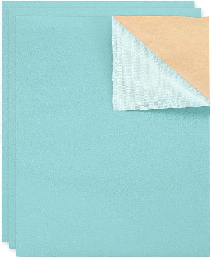 MECCANIXITY 3 Pcs Leather Repair Patch 10"x12" Self-Adhesive Leather Vinyl Repair Tape Kit for Furniture Couches Sofa Chair Car Boat Seats Jackets, Sky Blue