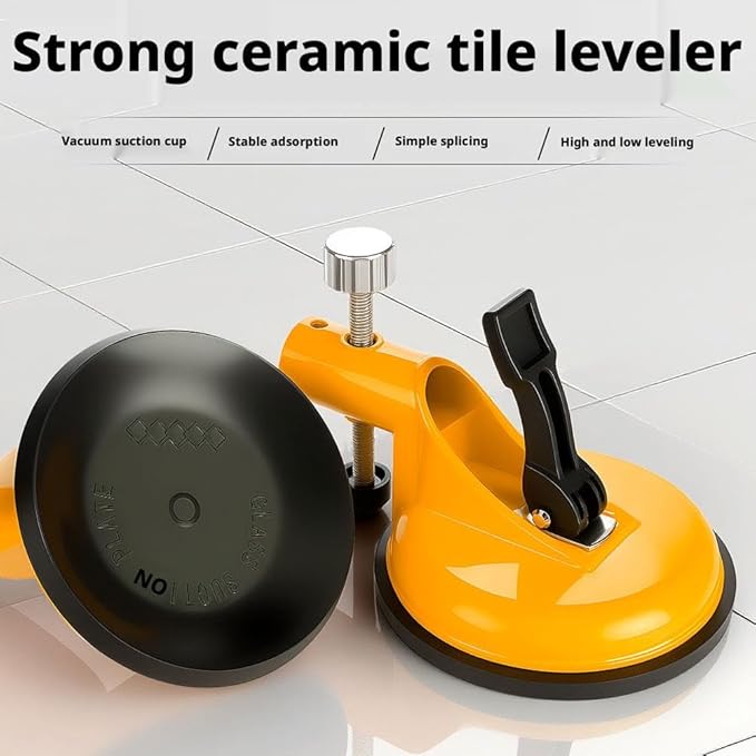 Floor Gap Fixer Tool,Laminate Flooring Tools with Enhanced Vacuum Suction Cup,Tile Countertop Installation Tool,Heavy Duty Plank Grabber for Glass Stone Slab Vinyl Flooring Gap Repair (Yellow 2pcs)