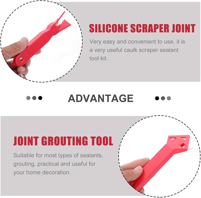 UPKOCH 4 Sets Silicone Caulk Finishing Tool Kit Grout Scraper and Sealant Smoothing Scraper for Bathroom Kitchen Tile Joint Repair 5.51X1.96X0.39In