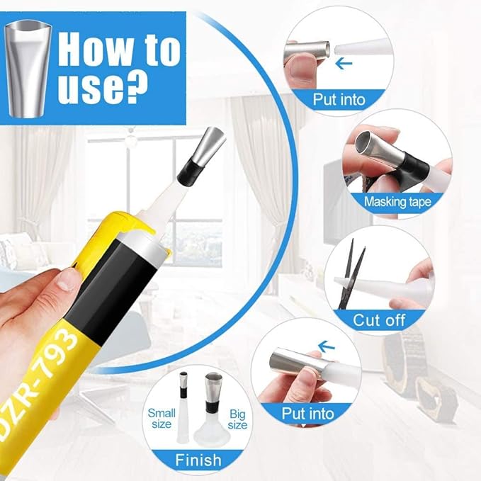 32PCS Caulking Tools, Silicone Caulking Finishing Tool Kit(stainless steelhead), Reuse and Replace 5 Silicone Pads, Sealant Caulk for Kitchen Bathroom Window, Sink Joint