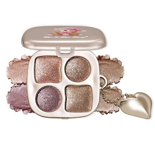 Metallic Rose Gold Shimmer Eyeshadow Palette with Mirror – Blendable Long-Lasting Glitter Glam Makeup, Festive Party Eye Look, Perfect for Blue, Green & Brown Eyes Paleta de Sombras de Ojos