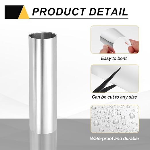 uxcell Aluminum Flashing Roll, 8in x 3.3ft Metal Roof Panels 0.1mm Waterproof Aluminum Sheet Roll for House Repair, Roof Flashing, Sealing Windows Doors, DIY Projects