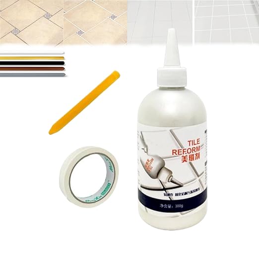 Waterproof Tile Gap Repair Filler, Tile Reform Waterproof Gap Repair Filler, Grout Tiling Tile Reviver Repair, Grout for Bathroom Tiling White, Tile Gap Repair Filler White (Black)