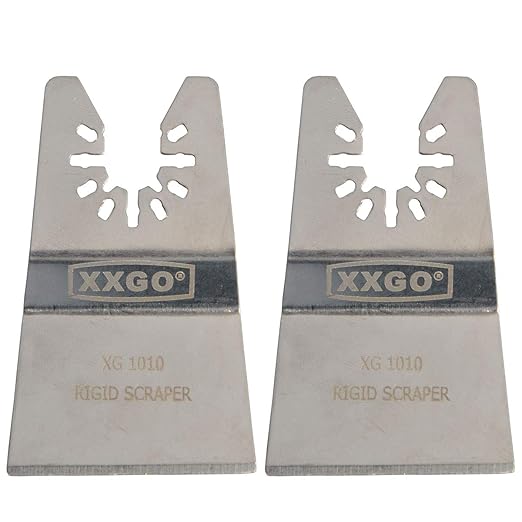XXGO 2 Pcs Universal 2” Rigid Oscillating Tool Scraper Blades Compatible with Bosch Chicago Craftsman Dewalt Dremel Fein Harbor Freight Makita Milwaukee Porter Cable Ridgid Ryobi Rockwell XG1002