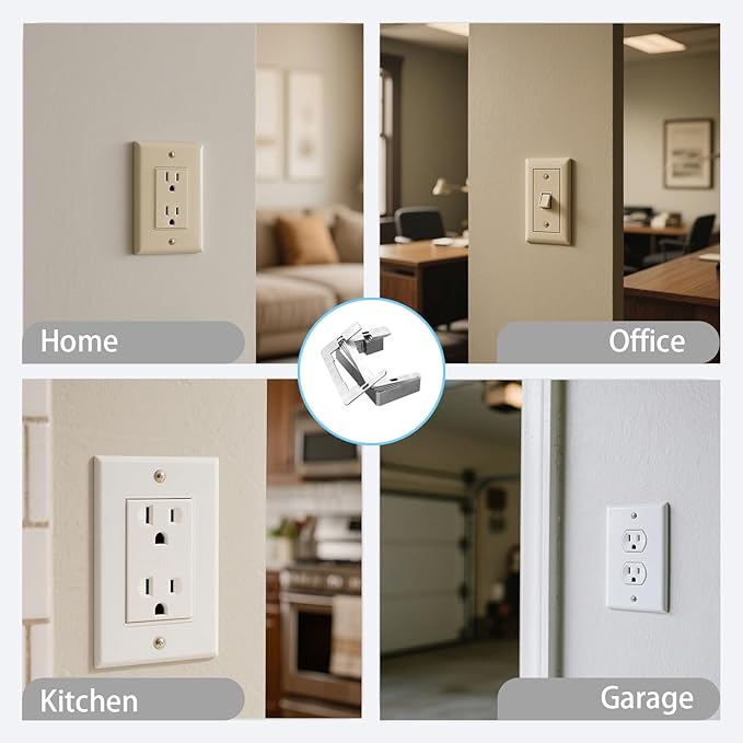 10 Pcs Outlet Spacers, Metal Wall Plate Spacer for Electrical Outlets, Flush Fit Device Leveling Plate for Receptacle Repair, Outlet-Extender Shims for Fixing Protruding Switches & Gaps