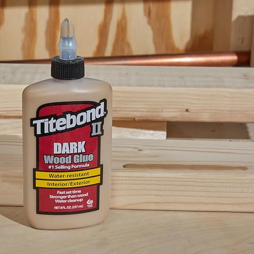 Titebond 3703 Cross-Linking Polyvinyl Acetate Dark Wood Glue, 8 Oz, Bottle, Light, Liquid, 8 Ounce, Brown (Pack of 2)