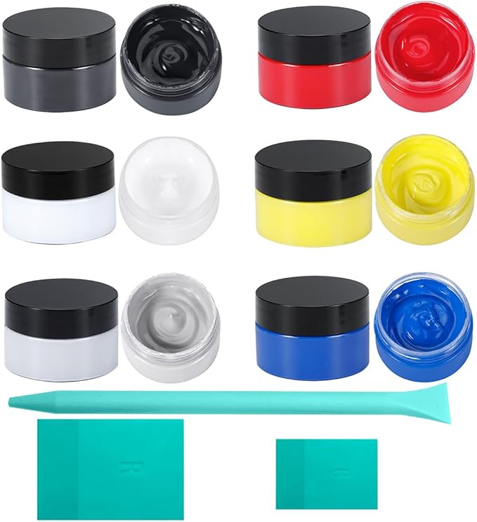 6-Color Chalk Paste Paint Kit with 3 Mini Silicone Squeegees | Stencil Paint & Silk Screen Paint Set | Chalk Finish DIY Craft Paint for Wood, Fabric, Furniture & Home Decor