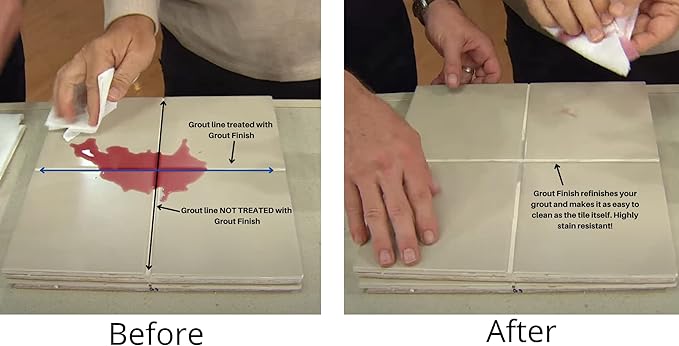 Kit - The Professional's Choice - Color and Seal Grout - Prevents Stains and Creates Easy to Clean Grout - 8oz Bottle, Wheel applicator, Brush applicator, and Scrub pad (White)
