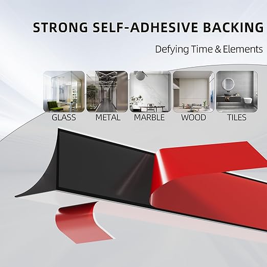 Flexible Quarter Round Molding Trim Peel and Stick 118Inch Black,Small Self Adhesive Silicone Shoe Moulding,Bendable Mini Waterproof Caulk Strip for Baseboard,Wall,Bathtub,Floor,Bathroom,Crown