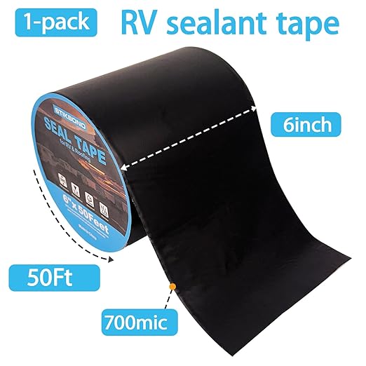 6" x 50Ft 1-Pack Black RV Sealant Tape,Waterproof Commercial Roof Tape for Walls, Appliances, Vehicle Repairs, and Weatherproof