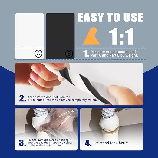 Epoxy Putty, 14oz/400g 2-Part AB Epoxy Filler, Multi-Purpose Fast Repair Sculpting Clay, High Strength Strong Adhesion for Metal, Plastic, Ceramic, Stone, Wood, Tile, Concrete, Black