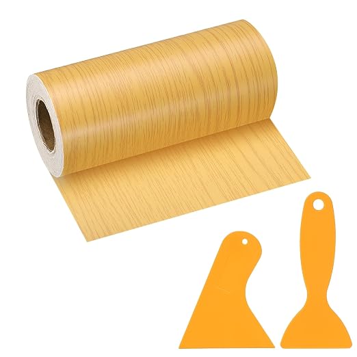 PATIKIL Wood Grain Repair Tape, 5" x 33' Self Adhesive Realistic Wood Tape with Scraper Durable Repair Patch for Furniture Floor Window Door Table DIY Home Decor, Beautiful Oak