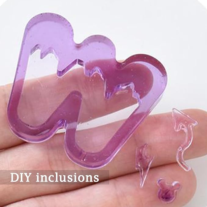 FUNSHOWCASE Alphabet Resin Shaker Molds Kawaii Keychain Charm Set Pack of 58 Silicone Trays Seal Films Precision Tip Applicator Bottle Kit Bundle