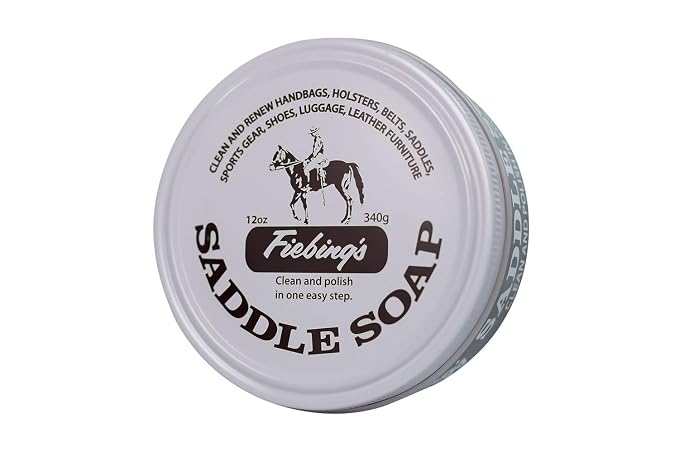 Fiebing's White Saddle Soap for Leather (12 oz Tin) - Cleaner & Conditioner to Soften, Protect & Restore Leathercraft - Soap for Car Seat, Couch, Shoe, Purse, Boot, Bag, & Saddles
