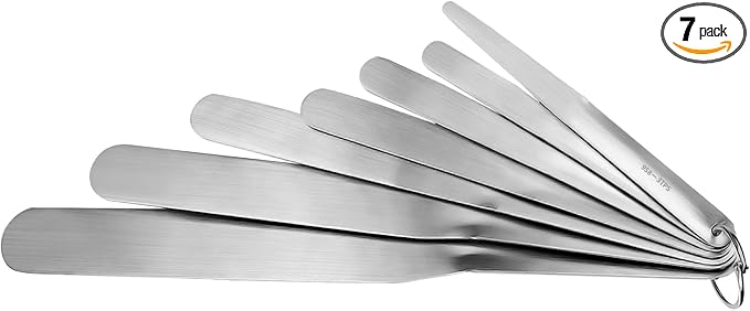 958-G01 Caulking Spatula Set, Multi-Purpose Caulking Tooling 7-Piece, Stainless Steel Circular Fixed Caulking Knife Set, Widths from 3/8” to 1-1/2”, Easy to Handle Spatula Set
