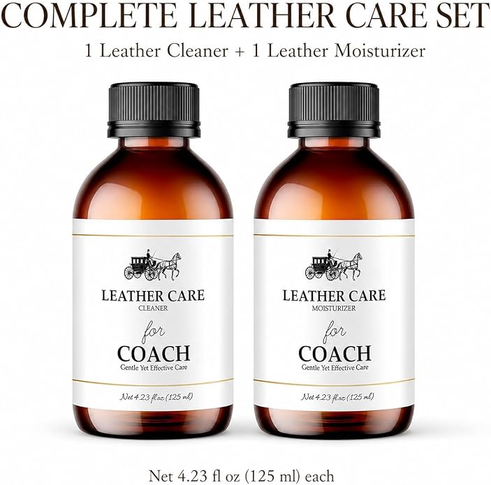 Leather Cleaner & Moisturizer Set For Coach, Gently Cleans Leather Handbags, Restores Shine, Softens, Remove Stains & Light Scratches, Safe for Premium Bags, 125ml, 2 Pack