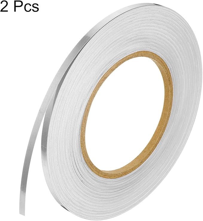 HARFINGTON 2Pcs Floor Tiles Silver Foil Lines Metallic Mirror Tape 0.2" x164 Ft Self Adhesive Decor Floor Wall Seam Sticker Waterproof Gap Sealing Tape for Kitchen Bathroom Cabinet