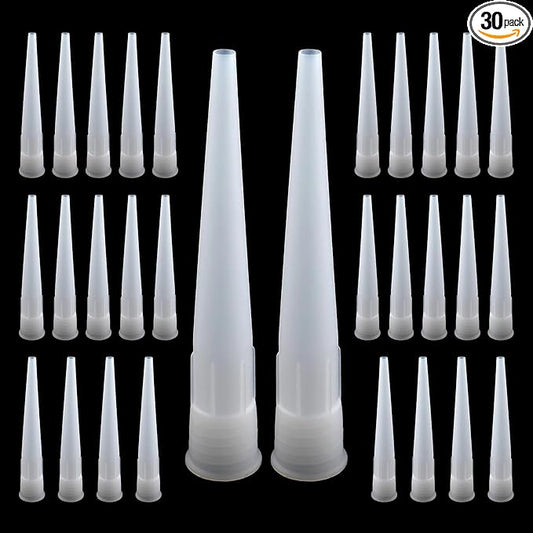30 Pcs 4 Inch/10cm Caulking Nozzle Tips,Plastic Caulking Gun Extender Caulk Nozzles Tip Tool for Seamless Caulk Nozzles Applicator,DIY Home Improvement (White)