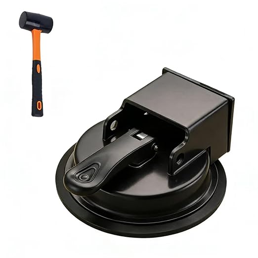 Upgraded Heavy Duty Floor Gap Fixer Tool, Enhanced Vacuum Suction Cup，Strong Suction Cup Laminate Flooring Gap Closer, Iron Base Repair Kit for Wood, Vinyl, Tile Floors (Black+Rubber Mallet)