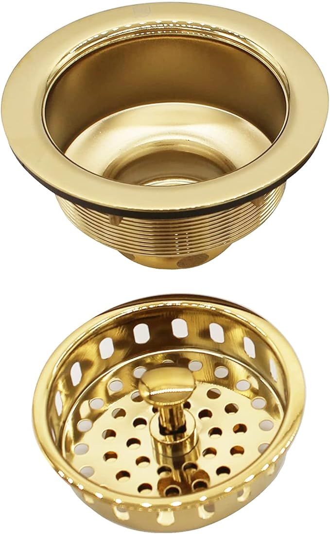 Westbrass D214-01 3-1/2" Post Style Large Kitchen Sink Basket Strainer, Polished Brass