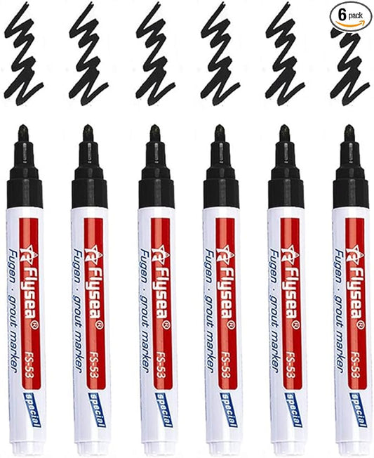 6 Pack Tiles Joint Repair Pens Tile Grout Line Marker Repair Pens Waterproof Water Based Ink for Kitchen Bedroom Wall Floor Tile Gaps (Black)