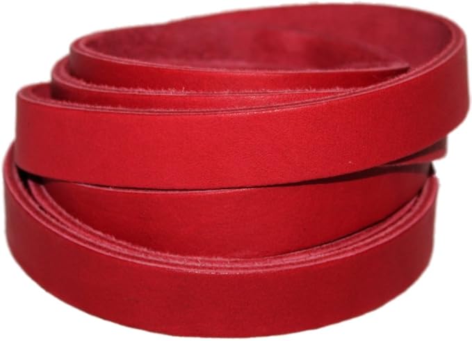 Leather Strap for Crafts & Jewelry | 72 Long × 5/8" Wide × 1/8" Thick (7-8oz) | Genuine Leather Strips for Crafts, Projects or Repairs - Red | 3-Pack