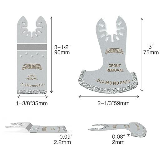 Diamond Oscillating Tool Blade Set, Multi Tool Mortar Cutting Saw Blades Precise for Grout Removal, 4-Pack