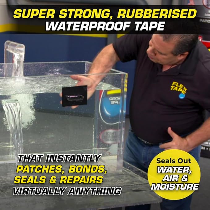 Flex Tape, MAX, Original Thick Flexible Rubberized Waterproof Tape - Seal and Patch Leaks, Works Underwater, Indoor Outdoor - Home RV Roof and Pool Repairs, Clear, 4 in x 25 ft, Pack of 1