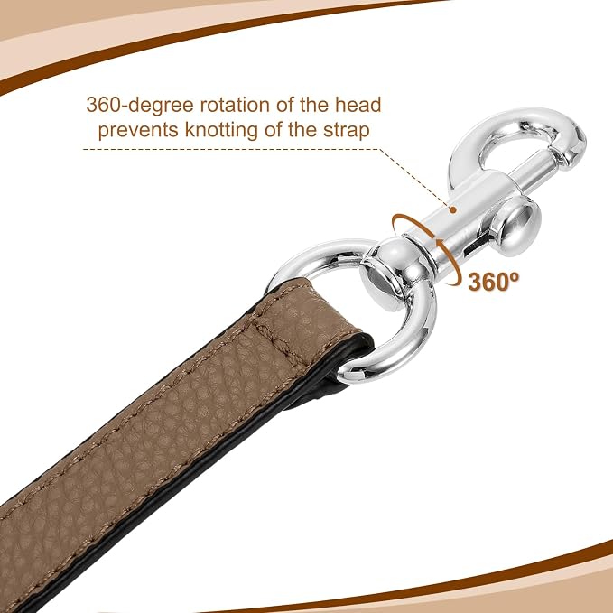 uxcell 14.17 Inch PU Leather Short Bag Strap with Clasp, Purse Handles Handbags Replacement Straps for Clutch Bag Underarm Bags, Dark Khaki, Silver Buckle