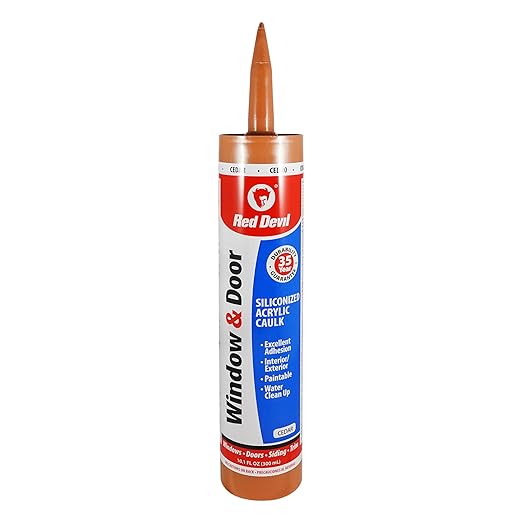 Red Devil 084630 Window & Door Silicon Acrylic Cedar Caulk, 10.1 oz, Pack of 1