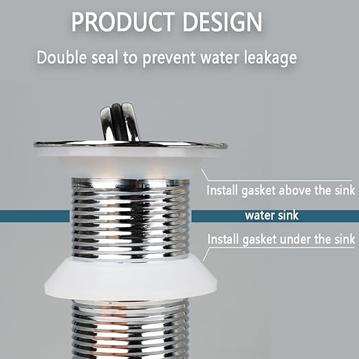 Drainage Seal,Universal Basin Drain Gasket,Thickened Silicone Sealing Ring,Seal Ring Replacement Parts for Bathroom Sink Drain Stopper，Includes Top and Bottom Washers Seals (Transparent-2Sets)