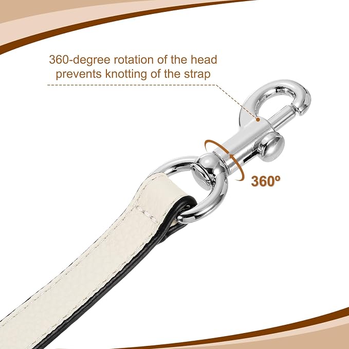 uxcell 19.29 Inch PU Leather Short Bag Strap with Clasp, Purse Handles Handbags Replacement Straps for Clutch Bag Underarm Bags, Beige, Silver Buckle
