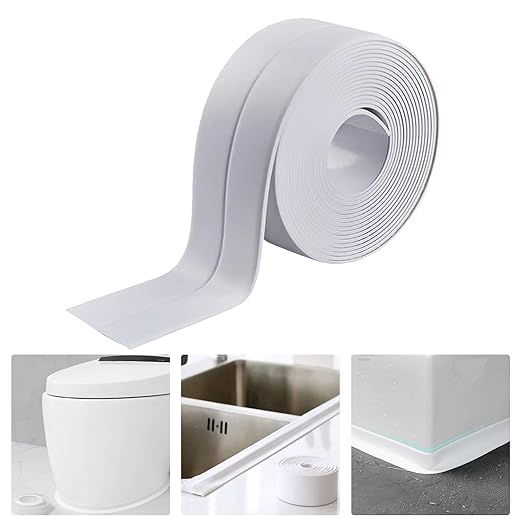 1.5" * 10.5' Kitchen & Bath Tape Caulk Strip, Upgraded Acrylic Glue PVC Self Adhesive Waterproof Caulking Sealing Tape, Decorative Sealant Trim for Kitchen Sink Toilet Bathtub (White)