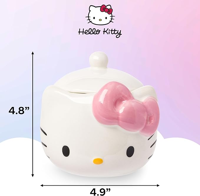 Silver Buffalo Sanrio Hello Kitty 3D Sculpted Ceramic Cookie Snack Candy Jar (X-Small)