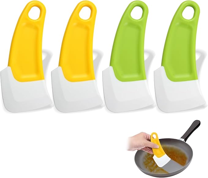 4-Pack Silicone Kitchen Scrapers – Multi-Purpose Cleaning Tools for Pots, Pans, Bowls & Non-Stick Cookware