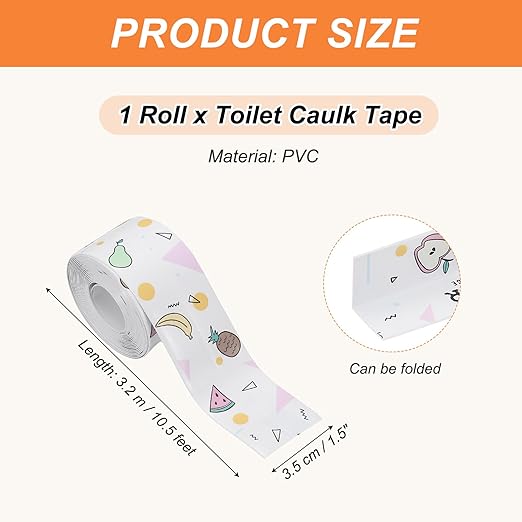 PATIKIL Caulk Tape Waterproof Self Adhesive, PVC Toilet Caulking Sealant Strip Bathtub Caulk Sealing Strip Tape for Bathroom Kitchen Countertop, Summer (1.5 Inch x 10.5 Ft)