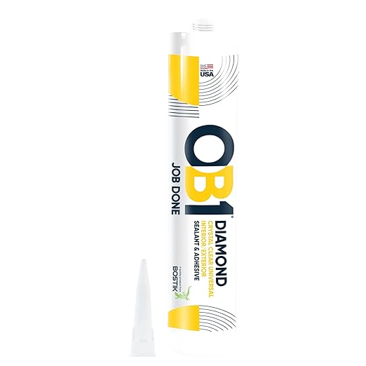OB1 Universal Caulk Sealant & Adhesive Diamond Crystal Clear 10.1oz | Professional Grade Premium All-in-One Advanced Hybrid | Internal & External | Water Shrink Crack UV & Fade Resistant | 1 Cartridge